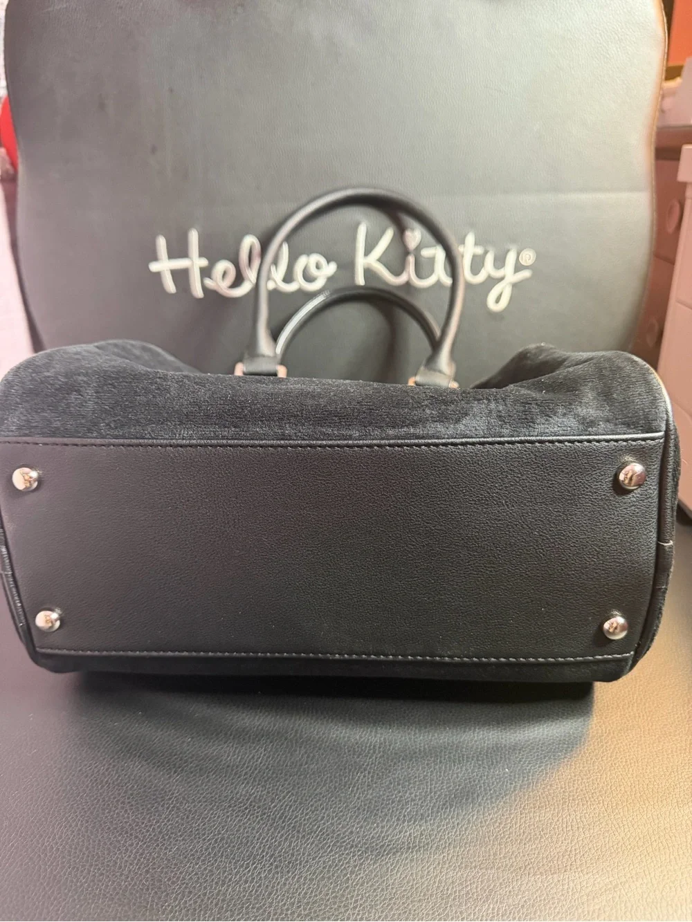 Juicy Couture Black Suede-Look Satchel with Crystal 'Juicy' Logo FINAL PRICE